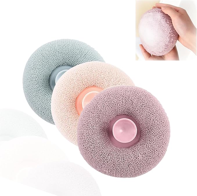 Duomama 3PCS Exfoliating Shower Balls - Reusable, Easy Hang & Wash, Skin-Care Sponge Scrub for Men & Women - Soft Mesh Body Brush Ball - Gentle Cleansing & Beauty Care - Image 2
